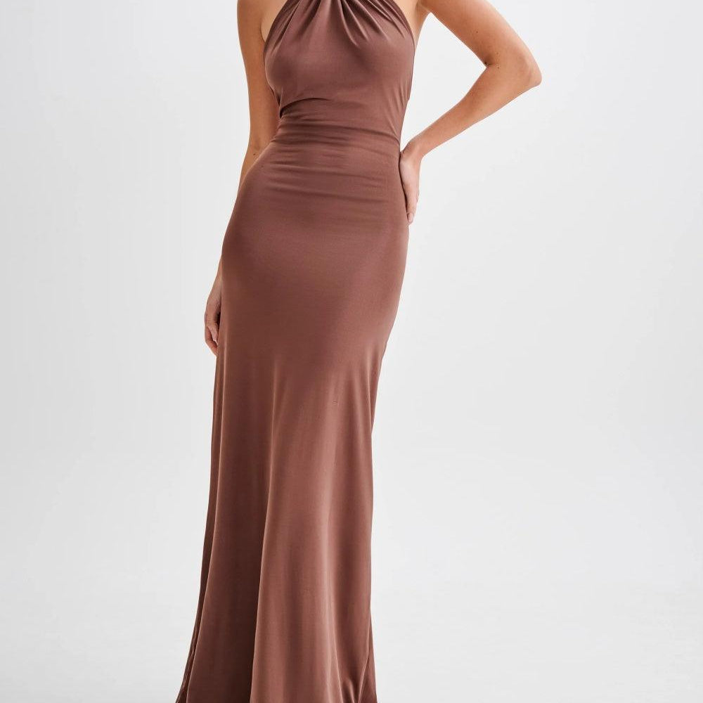 Slinky Halter Maxi Dress - Lagoon